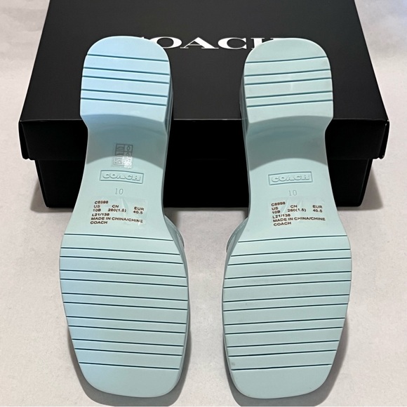 Coach Scarlett Rubber Block Heel Sandals Size 10 Sea Mist (Green/Blue) - Picture 9 of 13